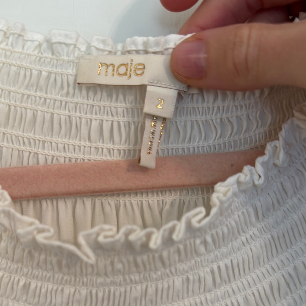 Maje - size 2 -Elegant Silk White Blouse - Picture 2 of 5